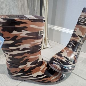 London Fog Kids Brown Camouflage Rain Boots Size 2Y